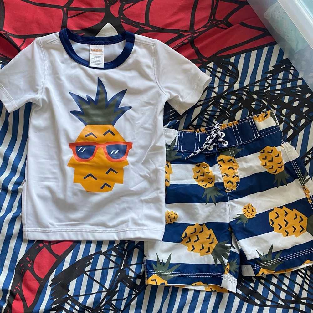 Gymboree swim trunk and rash guard